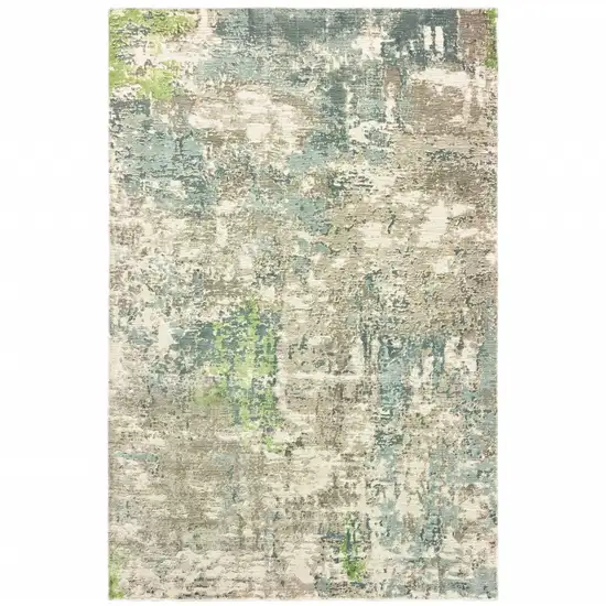 Blue And Green Abstract Hand Loomed Stain Resistant Area Rug Photo 1