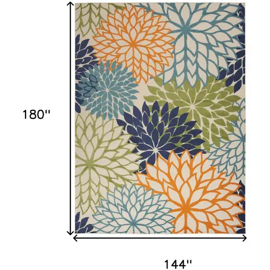 Blue And Green Floral Power Loom Area Rug Photo 9