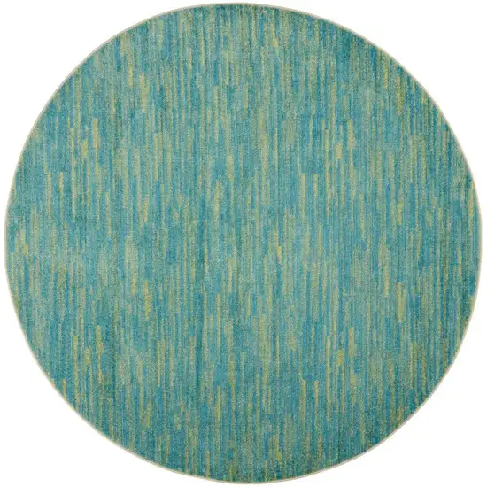 Blue And Green Round Striped Non Skid Indoor Outdoor Area Rug Photo 3