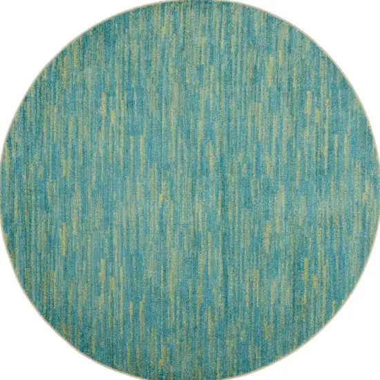 Blue And Green Round Striped Non Skid Indoor Outdoor Area Rug Photo 4