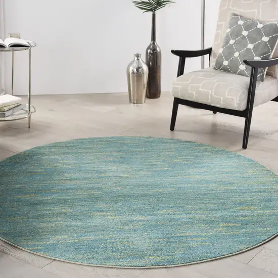 Blue And Green Round Striped Non Skid Indoor Outdoor Area Rug Photo 9