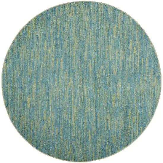 Blue And Green Round Striped Non Skid Indoor Outdoor Area Rug Photo 4