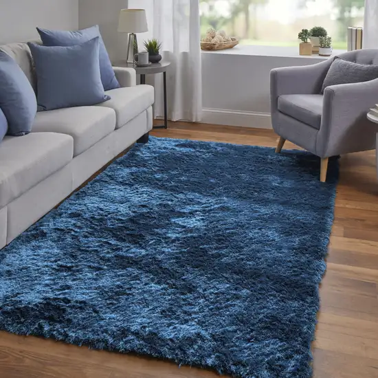 Blue And Green Shag Tufted Handmade Area Rug Photo 5