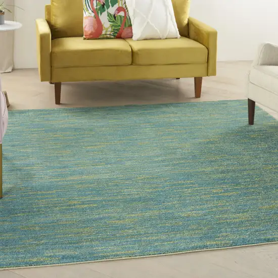 Blue And Green Square Striped Non Skid Indoor Outdoor Area Rug Photo 8