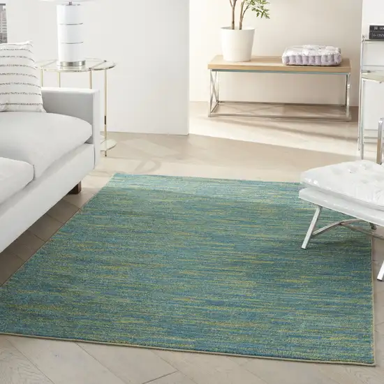 Blue And Green Striped Non Skid Indoor Outdoor Area Rug Photo 8