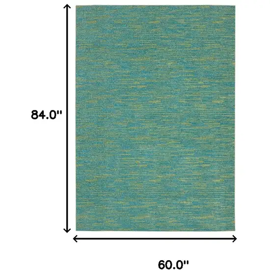 Blue And Green Striped Non Skid Indoor Outdoor Area Rug Photo 6