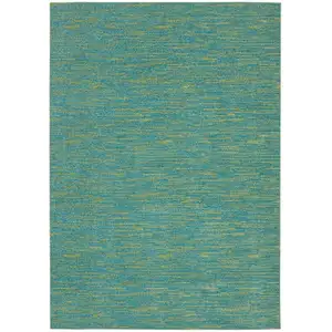 Photo of Blue And Green Striped Non Skid Indoor Outdoor Area Rug