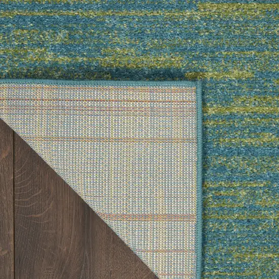 Blue And Green Striped Non Skid Indoor Outdoor Area Rug Photo 5