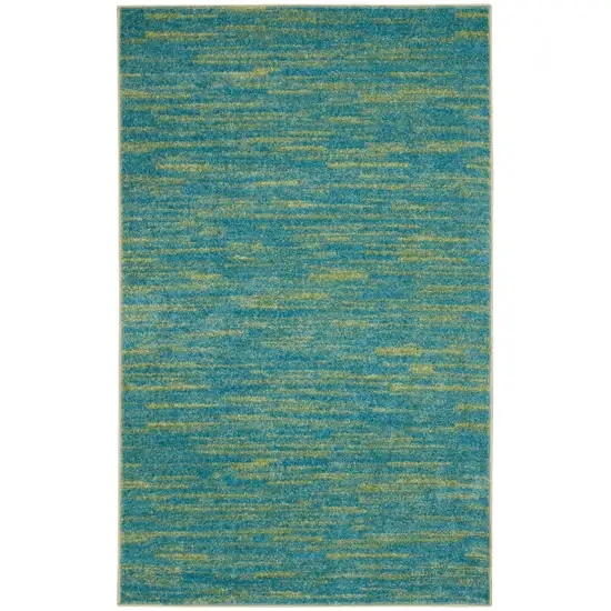 Blue And Green Striped Non Skid Indoor Outdoor Area Rug Photo 1