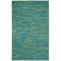 Photo of Blue And Green Striped Non Skid Indoor Outdoor Area Rug