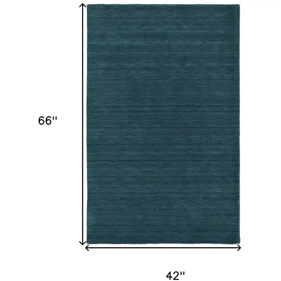 Blue And Green Wool Hand Woven Stain Resistant Area Rug Photo 10