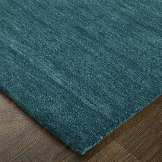 Blue And Green Wool Hand Woven Stain Resistant Area Rug Photo 3