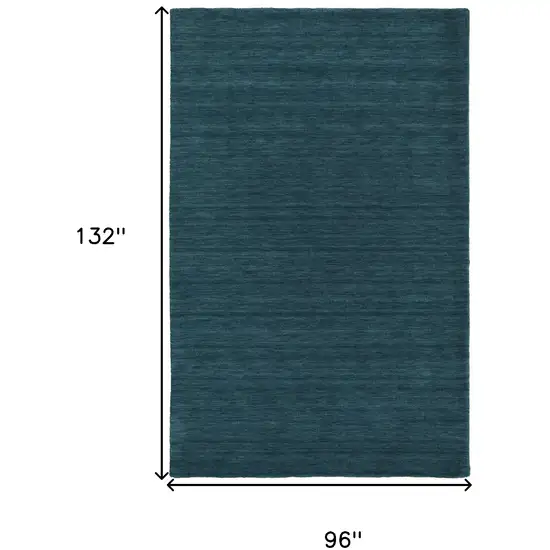 Blue And Green Wool Hand Woven Stain Resistant Area Rug Photo 10