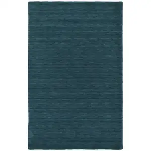 Photo of Blue And Green Wool Hand Woven Stain Resistant Area Rug