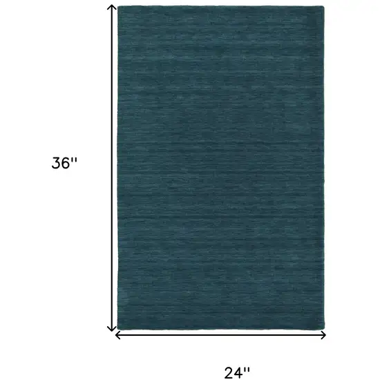 Blue And Green Wool Hand Woven Stain Resistant Area Rug Photo 4