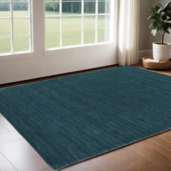 Blue Green Wool Hand Woven Area Rug Photo 1