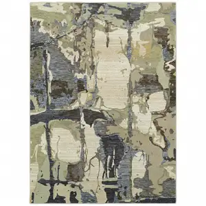 Photo of Blue And Grey Abstract Power Loom Stain Resistant Area Rug