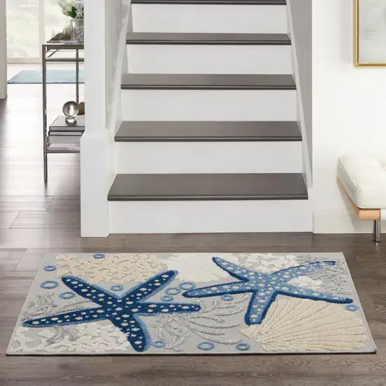 Blue And Grey Animal Print Non Skid Indoor Outdoor Area Rug Photo 9