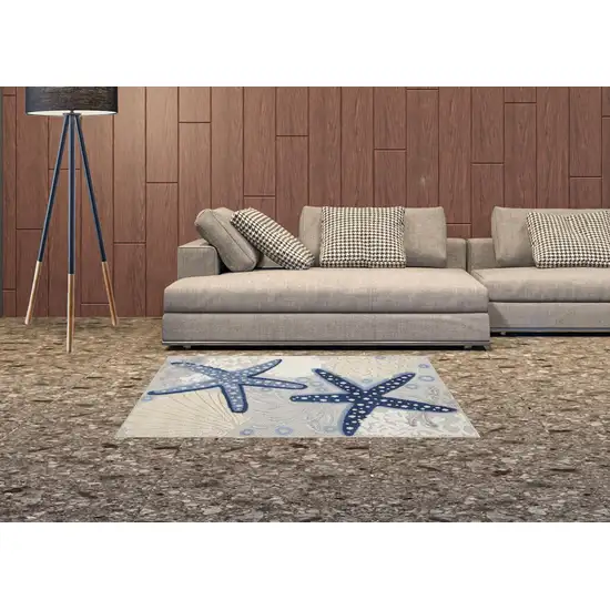 Blue And Grey Animal Print Non Skid Indoor Outdoor Area Rug Photo 2