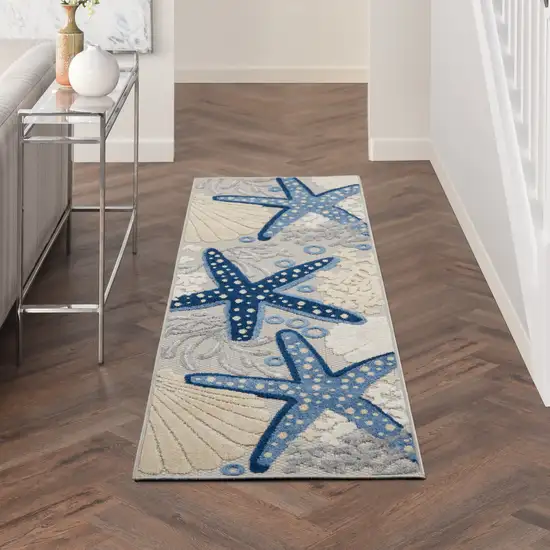 Blue And Grey Animal Print Non Skid Runner Rug Photo 8