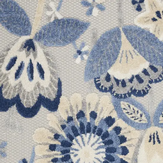 Blue And Grey Floral Non Skid Indoor Outdoor Area Rug Photo 8