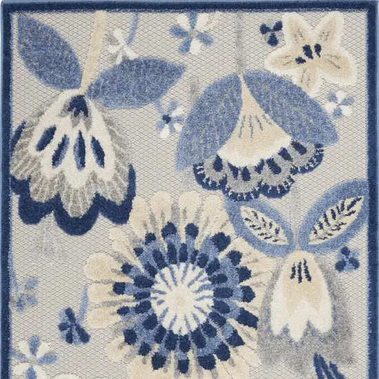 Blue And Grey Floral Non Skid Indoor Outdoor Area Rug Photo 4