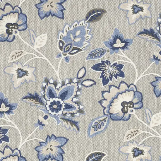 Blue And Grey Floral Stain Resistant Non Skid Area Rug Photo 6