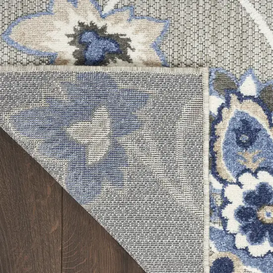 Blue And Grey Floral Stain Resistant Non Skid Area Rug Photo 9