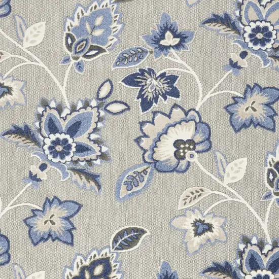 Blue And Grey Floral Stain Resistant Non Skid Area Rug Photo 3