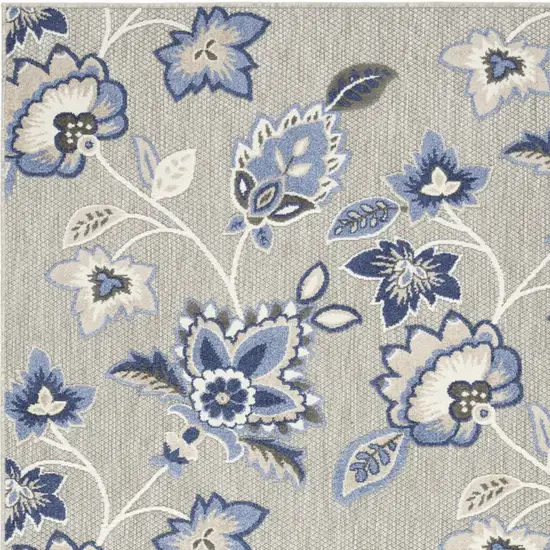 Blue And Grey Floral Stain Resistant Non Skid Area Rug Photo 6