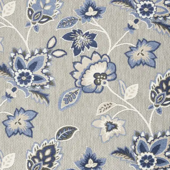 Blue And Grey Floral Stain Resistant Non Skid Area Rug Photo 7