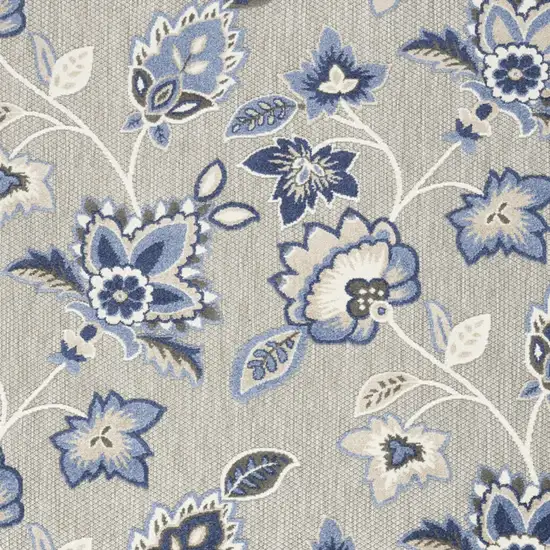 Blue And Grey Floral Stain Resistant Non Skid Area Rug Photo 6