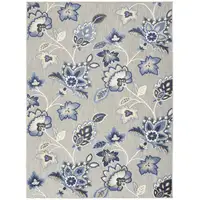 Photo of Blue And Grey Floral Stain Resistant Non Skid Area Rug