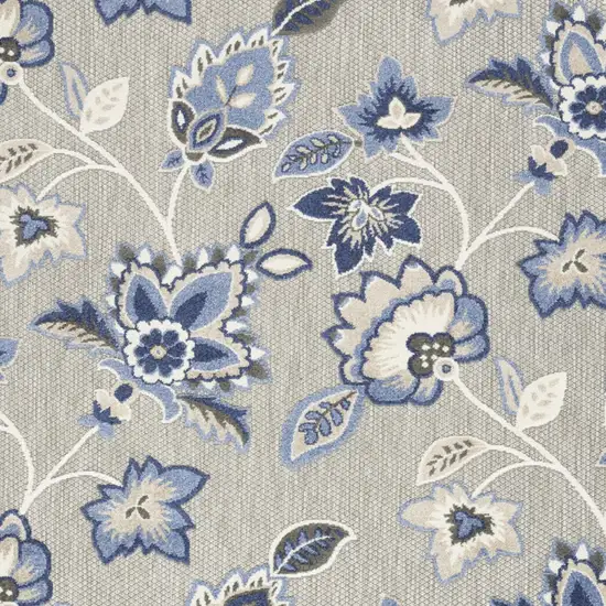 Blue And Grey Floral Stain Resistant Non Skid Area Rug Photo 3