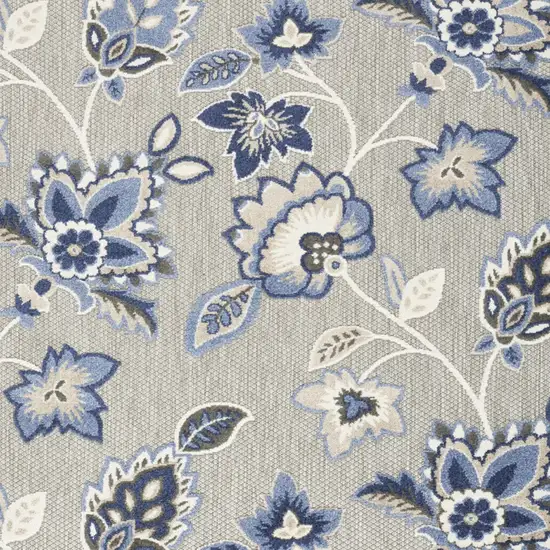 Blue And Grey Floral Stain Resistant Non Skid Area Rug Photo 5