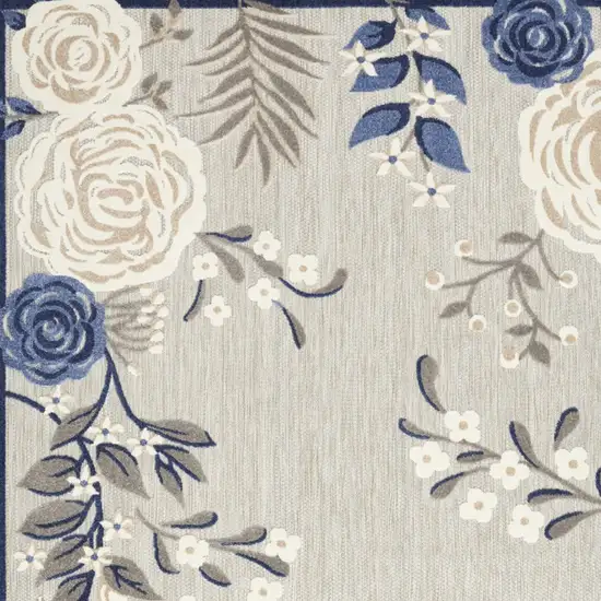 Blue And Grey Floral Stain Resistant Non Skid Area Rug Photo 7