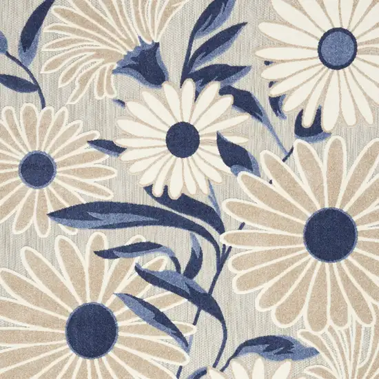 Blue And Grey Floral Stain Resistant Non Skid Area Rug Photo 6