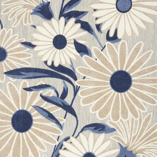 Blue And Grey Floral Stain Resistant Non Skid Area Rug Photo 4