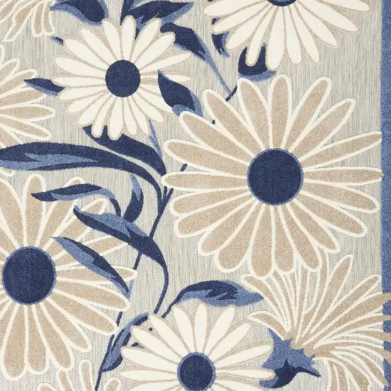 Blue And Grey Floral Stain Resistant Non Skid Area Rug Photo 6