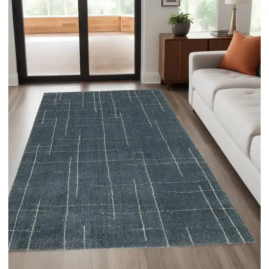 Blue and Gray Geometric Power Loom Area Rug Photo 1