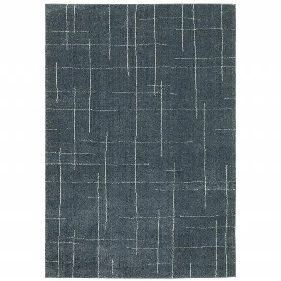 Blue And Grey Geometric Power Loom Stain Resistant Area Rug Photo 1