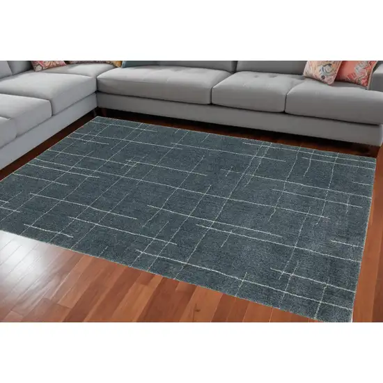 Blue and Gray Geometric Power Loom Area Rug Photo 1