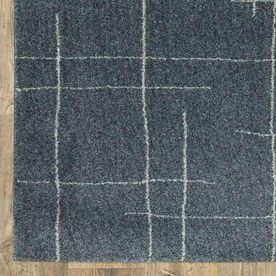 Blue And Grey Geometric Power Loom Stain Resistant Area Rug Photo 7