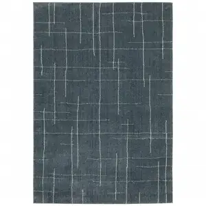 Photo of Blue And Grey Geometric Power Loom Stain Resistant Area Rug