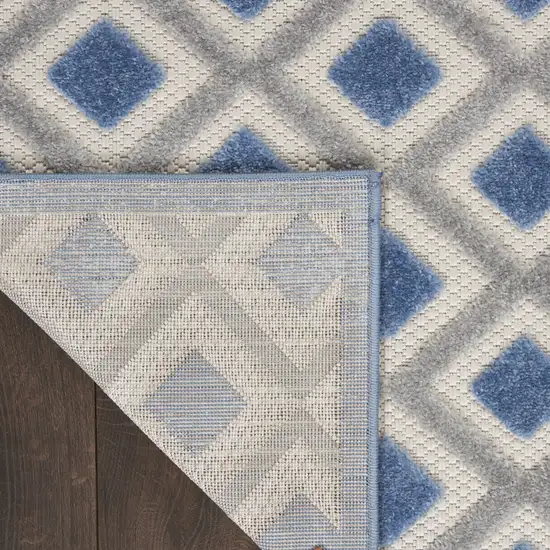 Blue And Grey Gingham Non Skid Indoor Outdoor Area Rug Photo 5