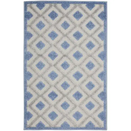 Blue And Grey Gingham Non Skid Indoor Outdoor Area Rug Photo 1