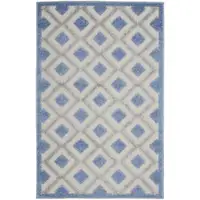 Photo of Blue And Grey Gingham Non Skid Indoor Outdoor Area Rug