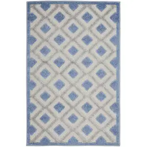 Photo of Blue And Grey Gingham Non Skid Indoor Outdoor Area Rug