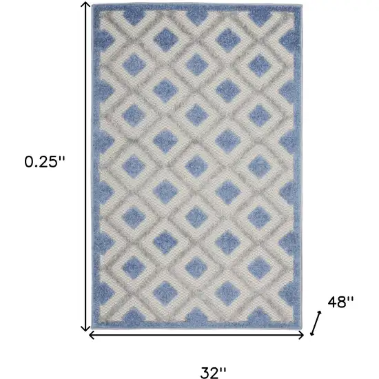 Blue And Grey Gingham Non Skid Indoor Outdoor Area Rug Photo 5