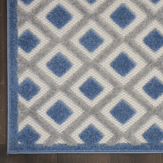 Blue And Grey Gingham Non Skid Indoor Outdoor Area Rug Photo 4